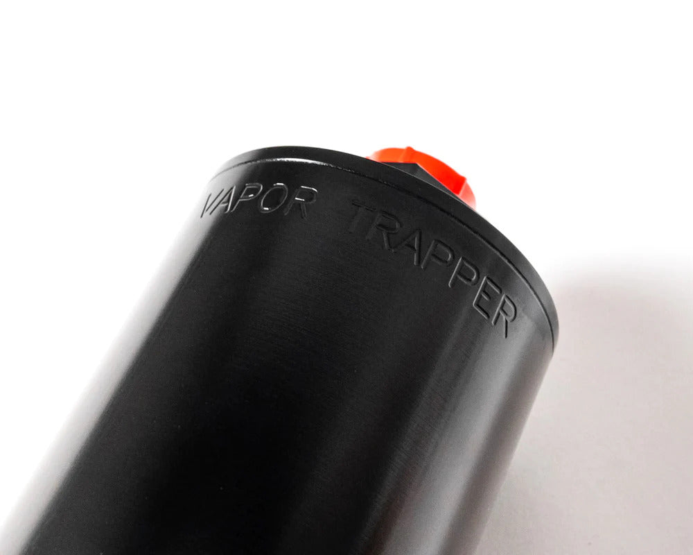 Vapor Trapper billet aluminum charcoal fuel vapor canister - close-up detail