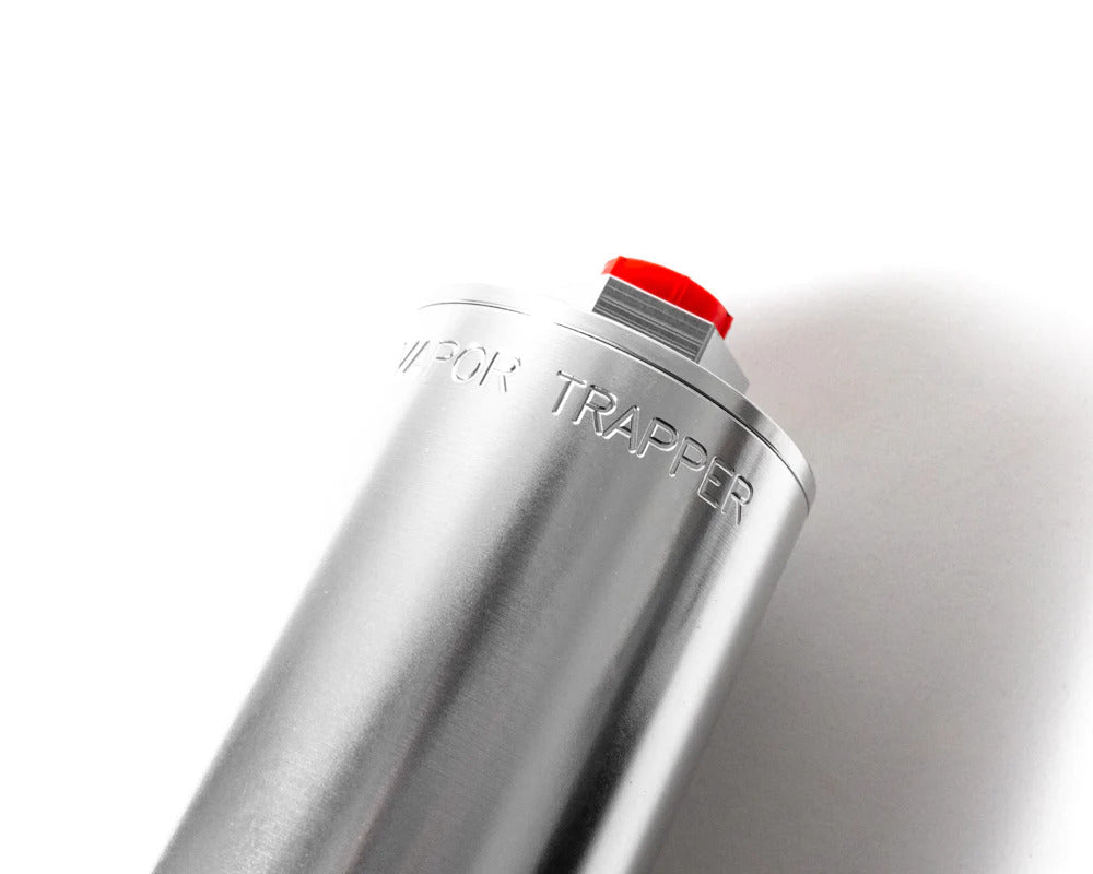 Vapor Trapper billet aluminum charcoal fuel vapor canister mounted on fuel system