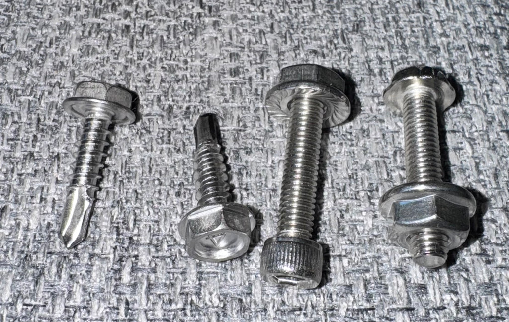 Stainless mounting screw kit for Vapor Trapper installation - close-up detail